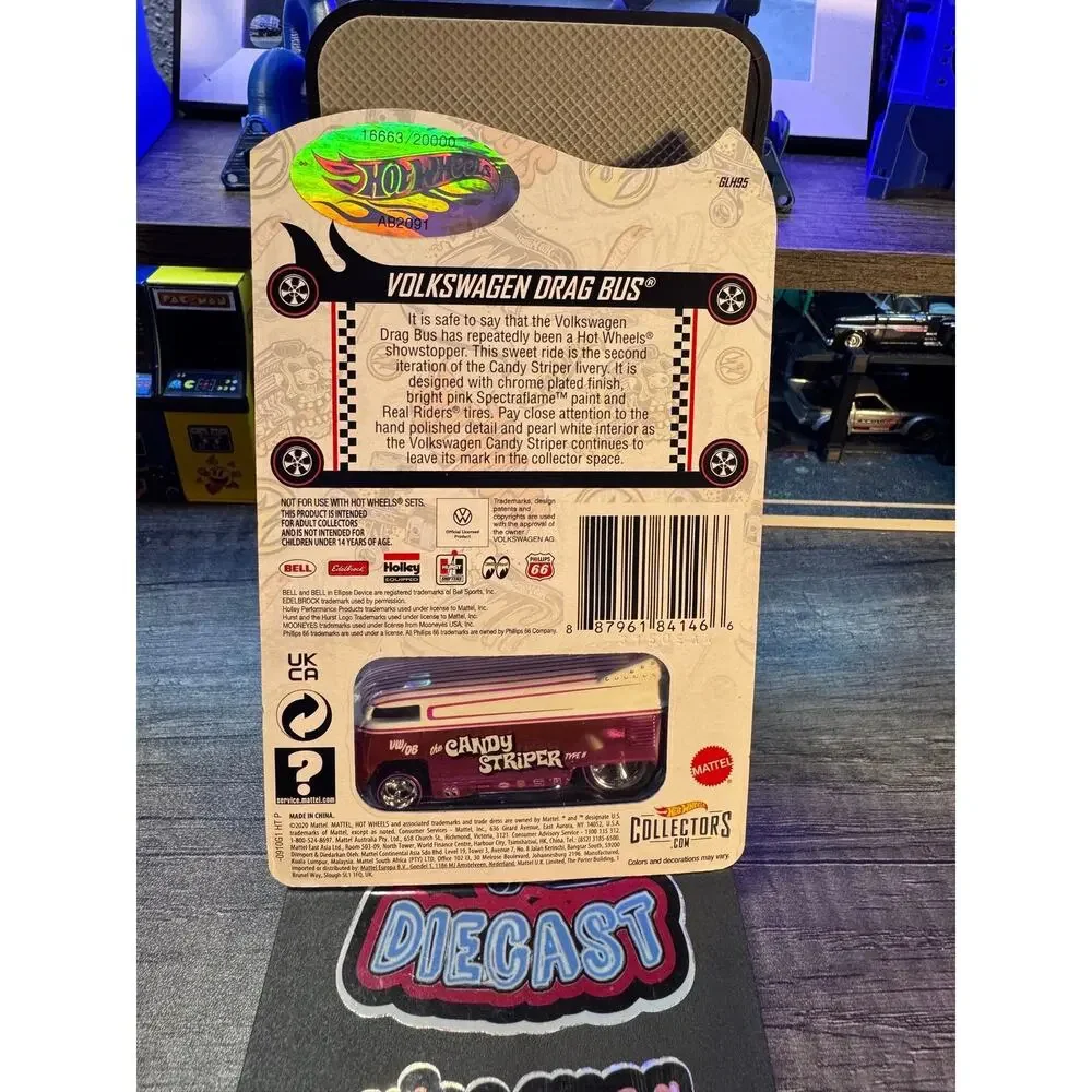 Hot Wheels RLC Volkswagen Drag Bus Candy Striper numbered 16663